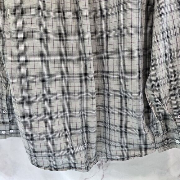 Cinch Shirt Mens Small Gray Button Down Plaid Long Sleeve Purple Black - Picture 7 of 12